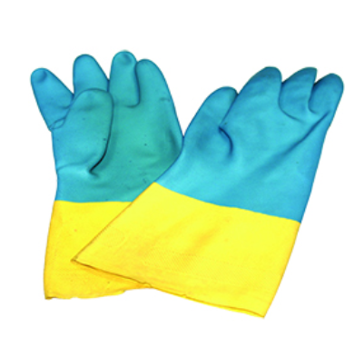 Rubber Gloves in Bi-Color Design Offering Reliable Protection for Chemical and Cleaning Applications